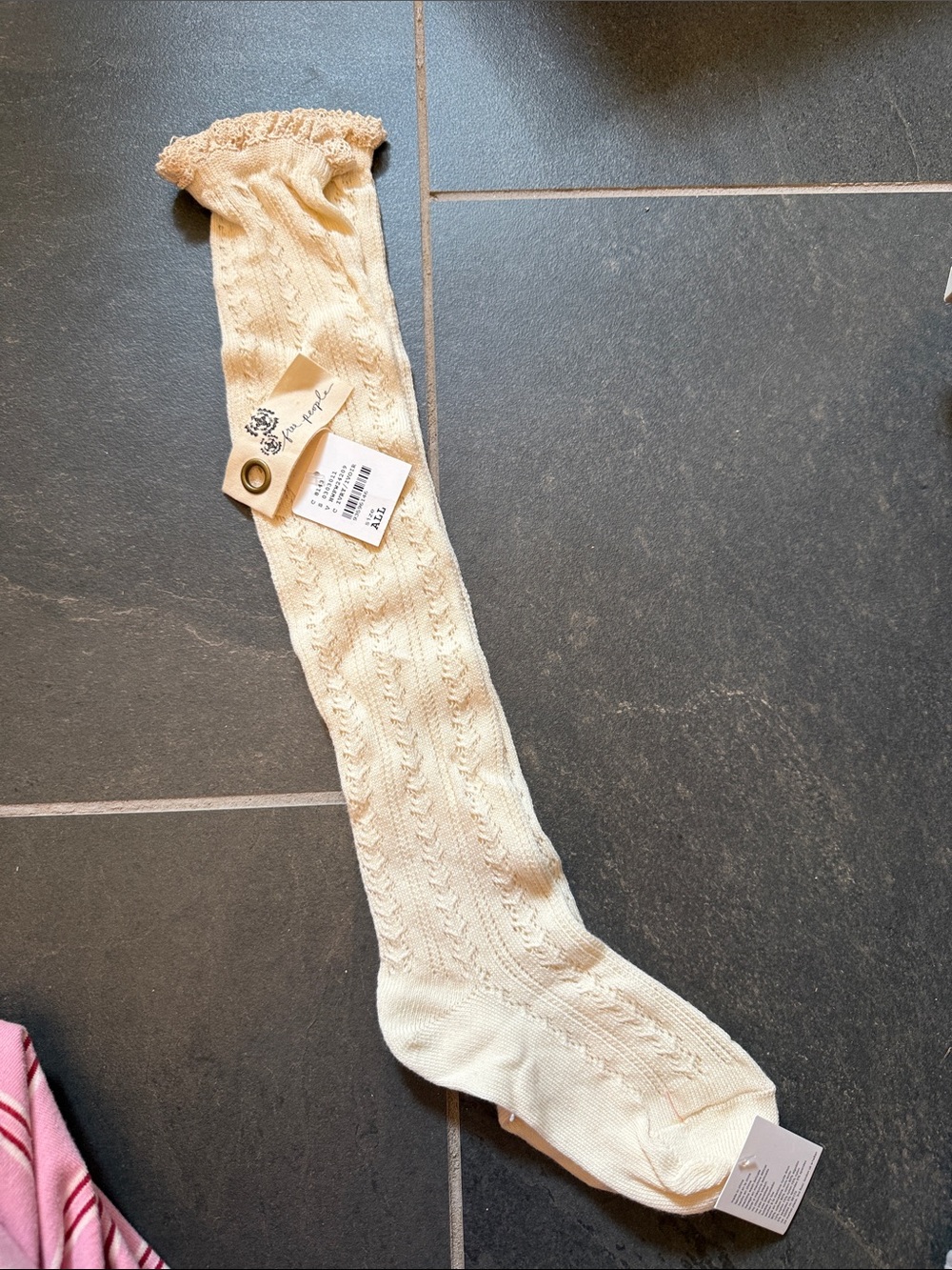 Free people Cream Cable Knit Thigh-High Sock